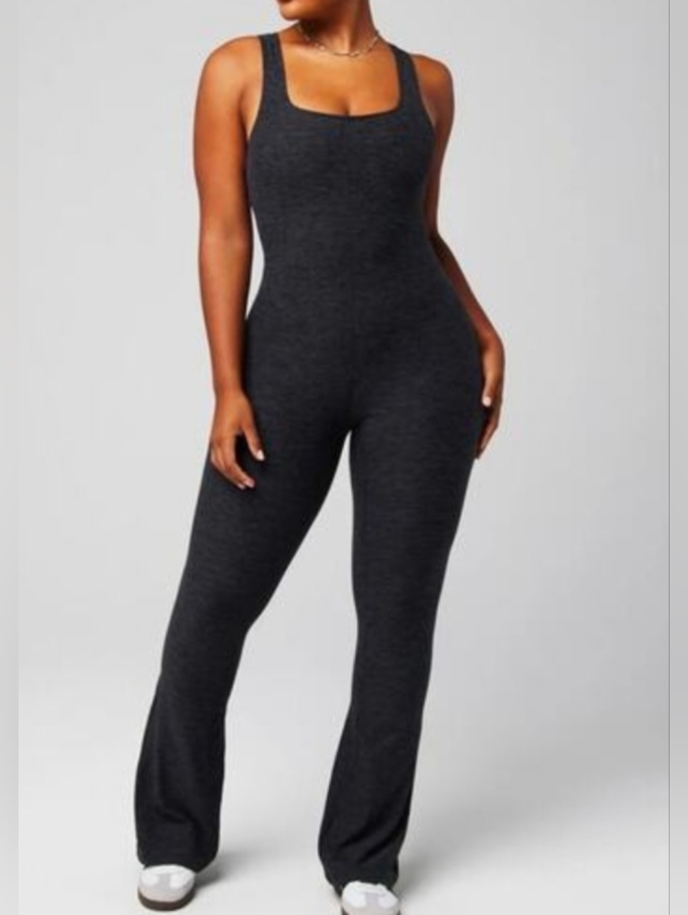 Fabletcs NWOT- Charcoal Kick Flare Stretch Jumpsuit - Women Size XL